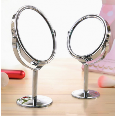 Iron-carbon Alloy Makeup Mirror Glass Silver Double Cosmetic Mirror Oval Mirror